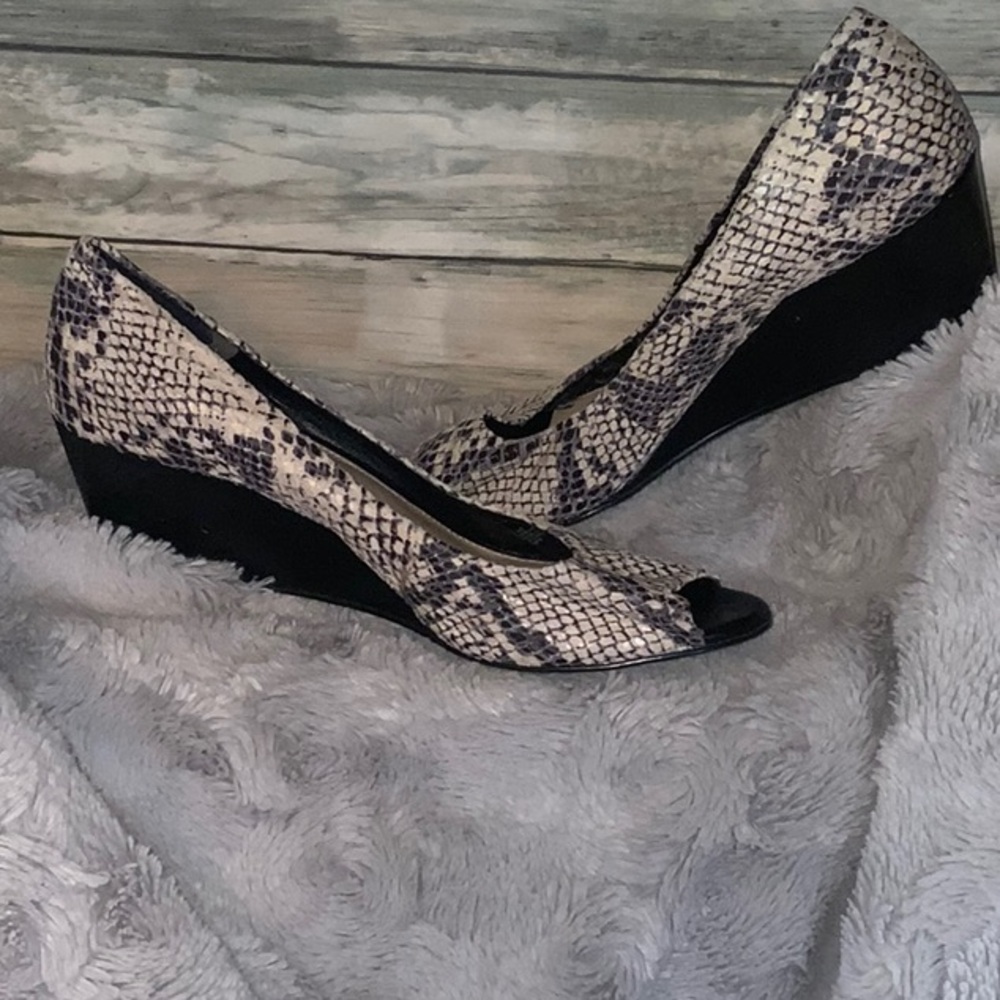 🌟Add-on🌟Arturochiang Snakeskin Peep-Toe Wedge Shoes